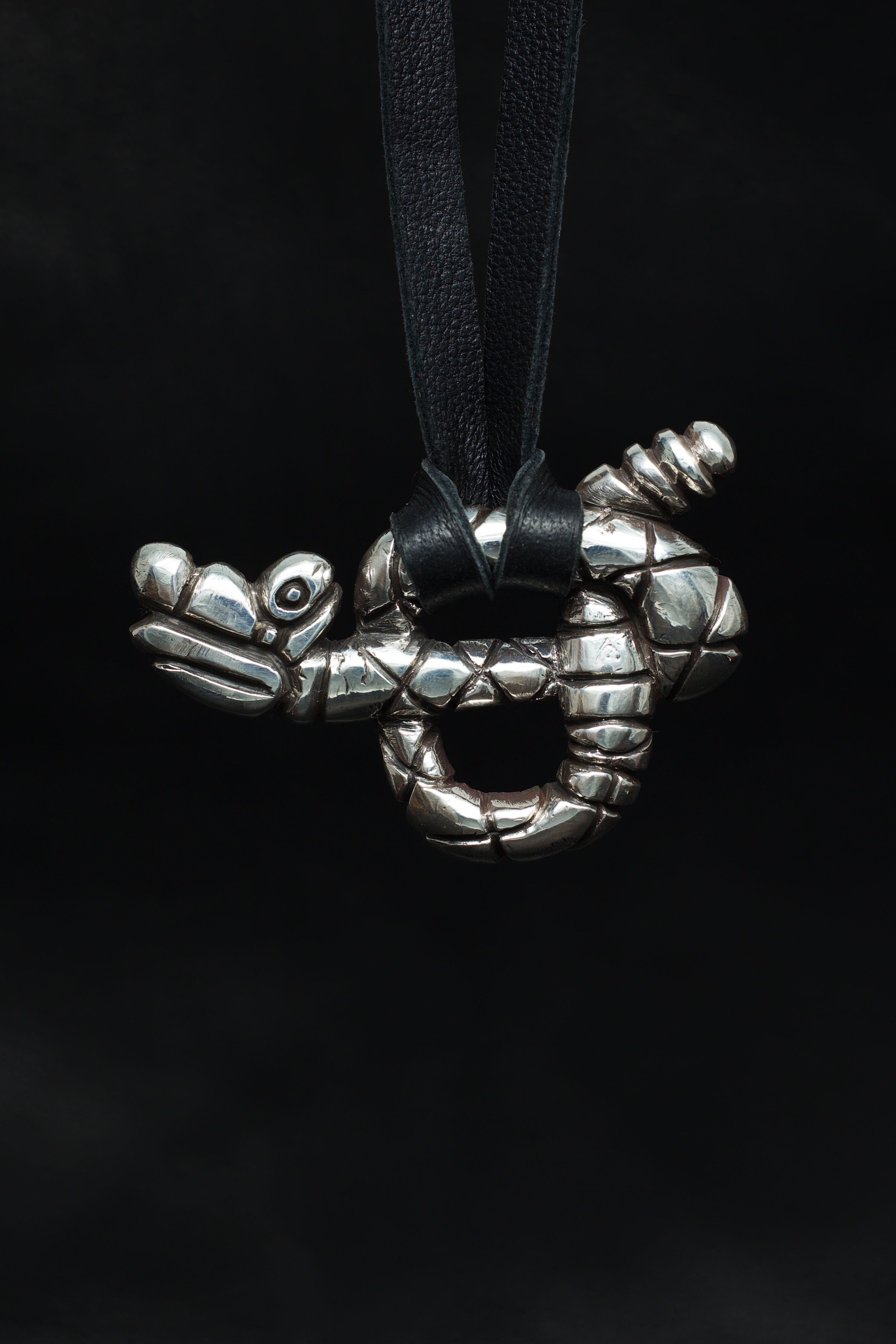 Real Rattlesnake Head Necklace with Mouth Partially Open